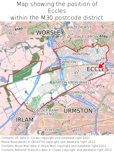 Map showing location of Eccles within M30