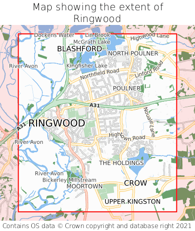 Map showing extent of Ringwood as bounding box