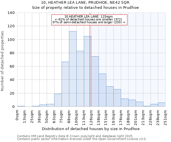 10, HEATHER LEA LANE, PRUDHOE, NE42 5QR: Size of property relative to detached houses houses in Prudhoe