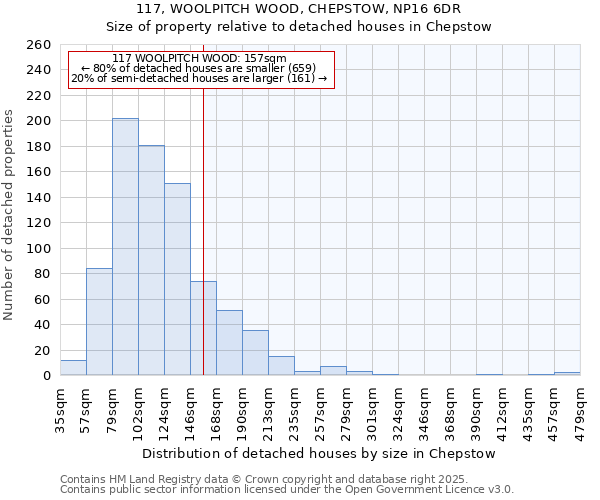 117, WOOLPITCH WOOD, CHEPSTOW, NP16 6DR: Size of property relative to detached houses houses in Chepstow