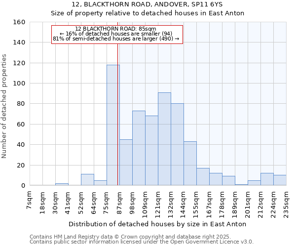 12, BLACKTHORN ROAD, ANDOVER, SP11 6YS: Size of property relative to detached houses houses in East Anton
