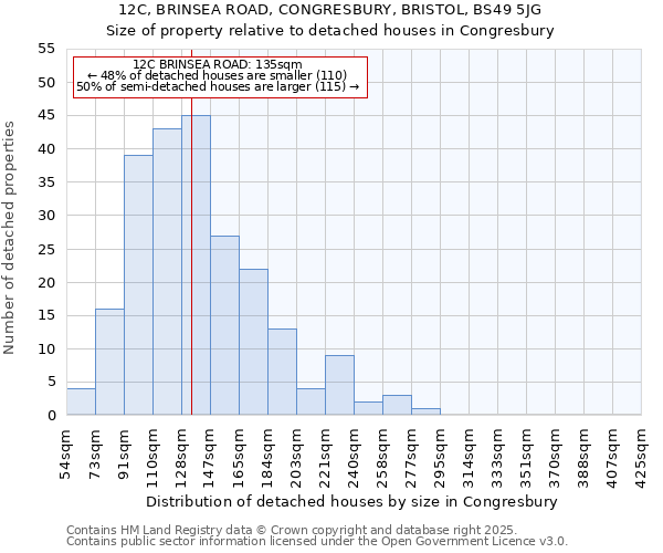 12C, BRINSEA ROAD, CONGRESBURY, BRISTOL, BS49 5JG: Size of property relative to detached houses houses in Congresbury