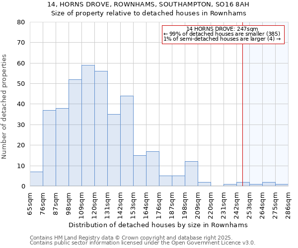 14, HORNS DROVE, ROWNHAMS, SOUTHAMPTON, SO16 8AH: Size of property relative to detached houses houses in Rownhams