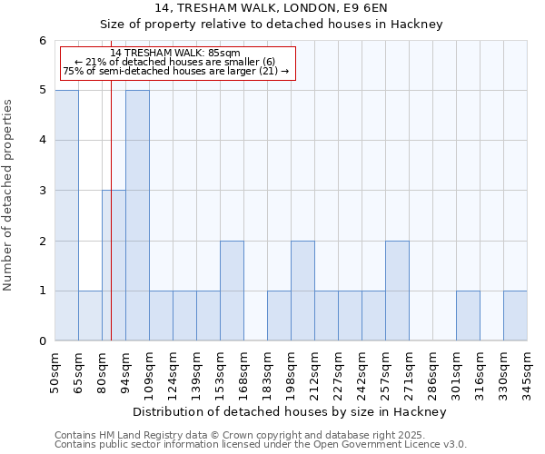 14, TRESHAM WALK, LONDON, E9 6EN: Size of property relative to detached houses houses in Hackney