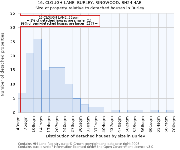 16, CLOUGH LANE, BURLEY, RINGWOOD, BH24 4AE: Size of property relative to detached houses houses in Burley