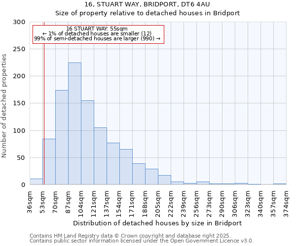 16, STUART WAY, BRIDPORT, DT6 4AU: Size of property relative to detached houses houses in Bridport
