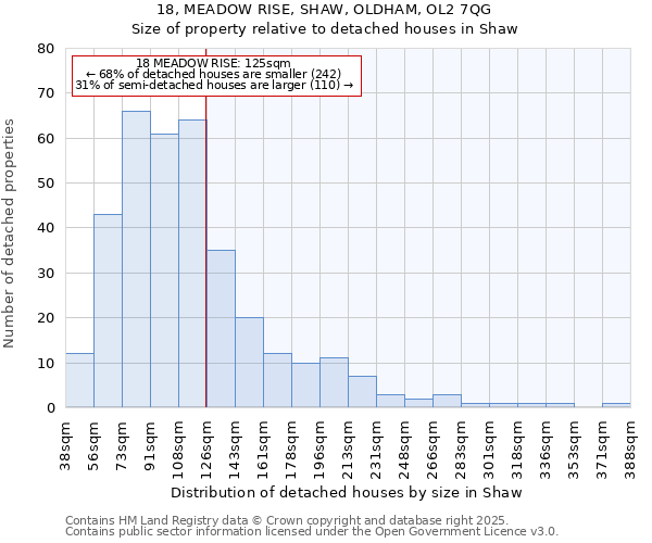 18, MEADOW RISE, SHAW, OLDHAM, OL2 7QG: Size of property relative to detached houses houses in Shaw