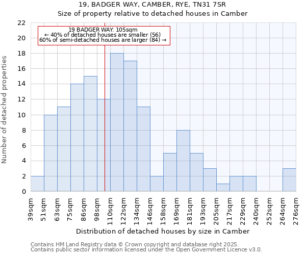 19, BADGER WAY, CAMBER, RYE, TN31 7SR: Size of property relative to detached houses houses in Camber