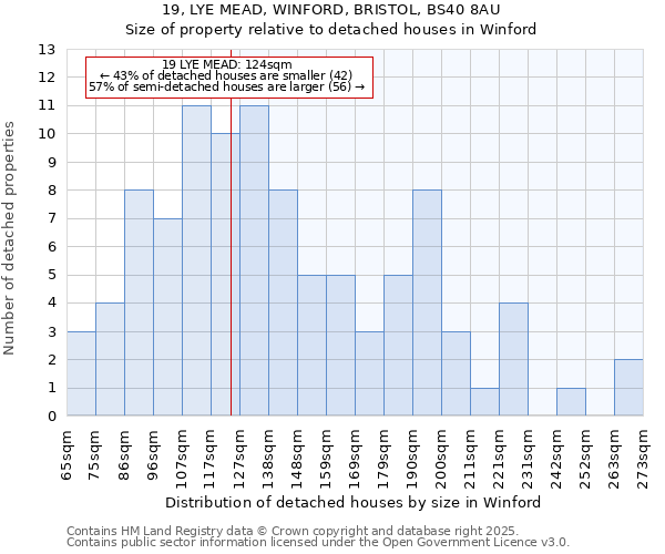 19, LYE MEAD, WINFORD, BRISTOL, BS40 8AU: Size of property relative to detached houses houses in Winford