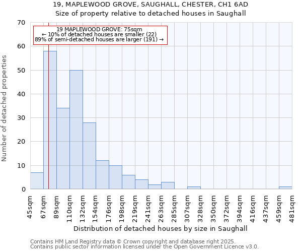 19, MAPLEWOOD GROVE, SAUGHALL, CHESTER, CH1 6AD: Size of property relative to detached houses houses in Saughall