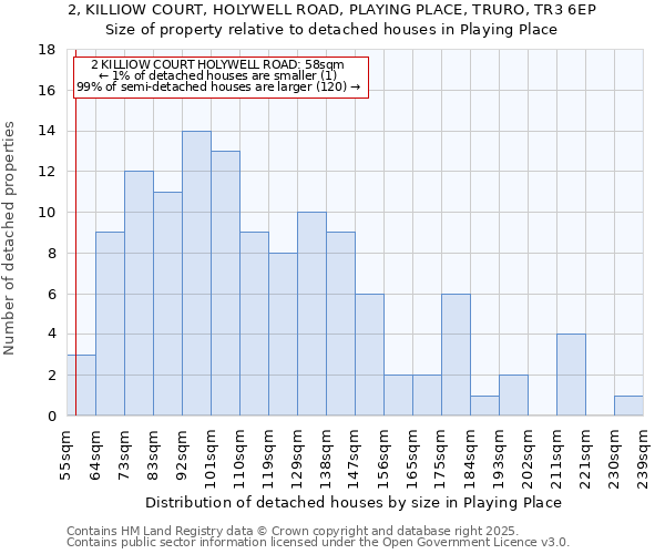 2, KILLIOW COURT, HOLYWELL ROAD, PLAYING PLACE, TRURO, TR3 6EP: Size of property relative to detached houses houses in Playing Place