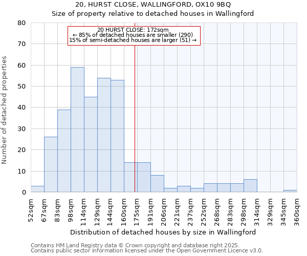20, HURST CLOSE, WALLINGFORD, OX10 9BQ: Size of property relative to detached houses houses in Wallingford