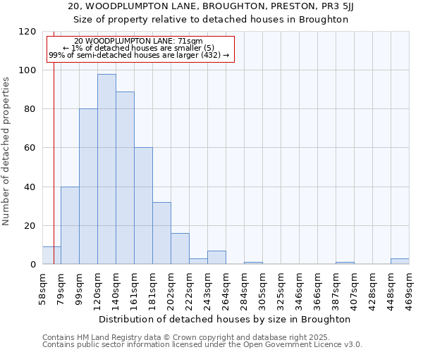 20, WOODPLUMPTON LANE, BROUGHTON, PRESTON, PR3 5JJ: Size of property relative to detached houses houses in Broughton