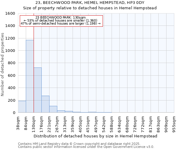 23, BEECHWOOD PARK, HEMEL HEMPSTEAD, HP3 0DY: Size of property relative to detached houses houses in Hemel Hempstead