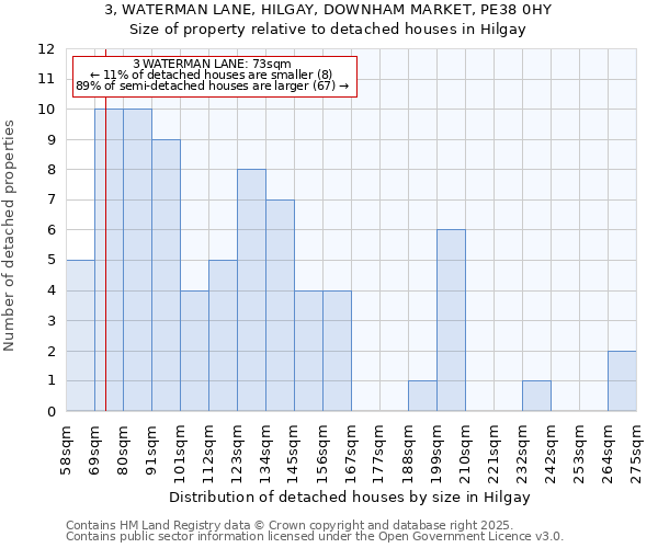 3, WATERMAN LANE, HILGAY, DOWNHAM MARKET, PE38 0HY: Size of property relative to detached houses houses in Hilgay
