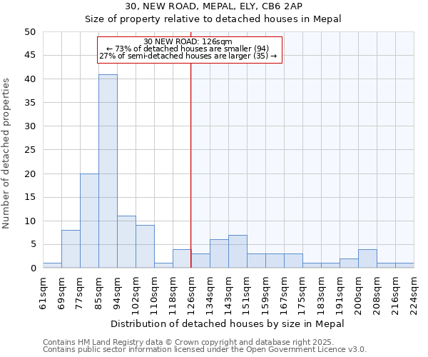 30, NEW ROAD, MEPAL, ELY, CB6 2AP: Size of property relative to detached houses houses in Mepal