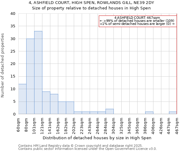 4, ASHFIELD COURT, HIGH SPEN, ROWLANDS GILL, NE39 2DY: Size of property relative to detached houses houses in High Spen