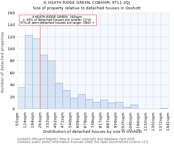 4, HEATH RIDGE GREEN, COBHAM, KT11 2QJ: Size of property relative to detached houses houses in Oxshott