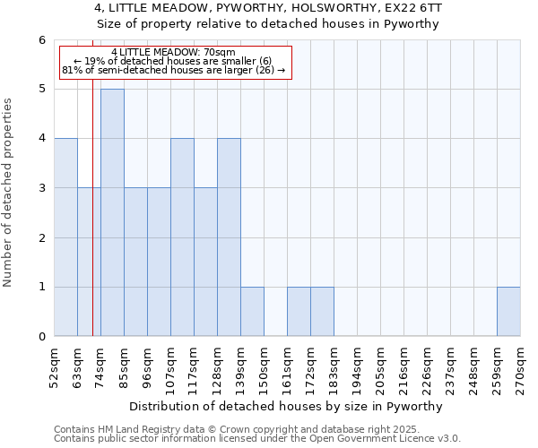 4, LITTLE MEADOW, PYWORTHY, HOLSWORTHY, EX22 6TT: Size of property relative to detached houses houses in Pyworthy