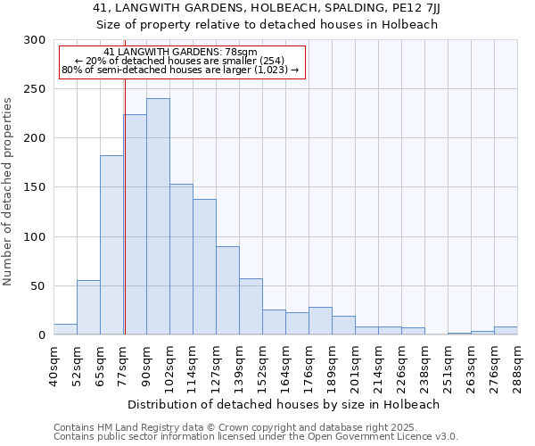 41, LANGWITH GARDENS, HOLBEACH, SPALDING, PE12 7JJ: Size of property relative to detached houses houses in Holbeach