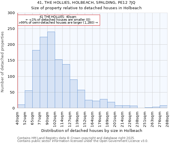 41, THE HOLLIES, HOLBEACH, SPALDING, PE12 7JQ: Size of property relative to detached houses houses in Holbeach