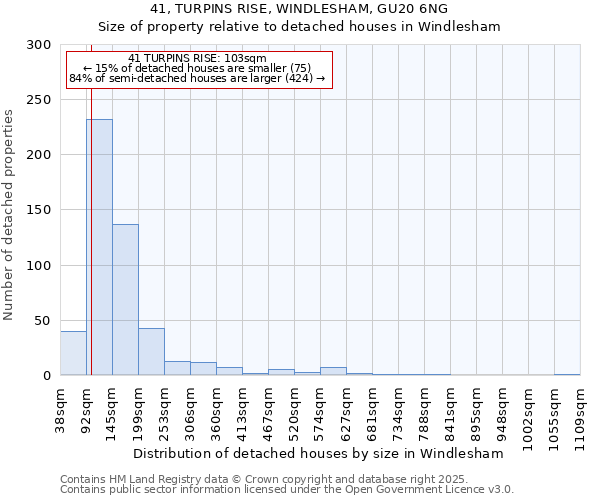 41, TURPINS RISE, WINDLESHAM, GU20 6NG: Size of property relative to detached houses houses in Windlesham