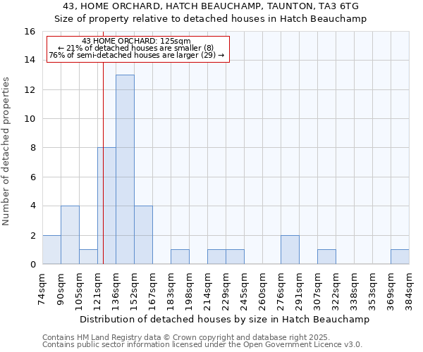 43, HOME ORCHARD, HATCH BEAUCHAMP, TAUNTON, TA3 6TG: Size of property relative to detached houses houses in Hatch Beauchamp