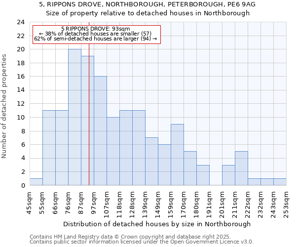 5, RIPPONS DROVE, NORTHBOROUGH, PETERBOROUGH, PE6 9AG: Size of property relative to detached houses houses in Northborough