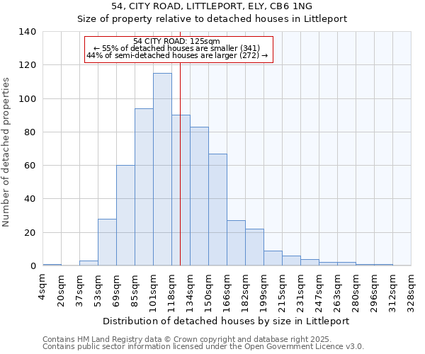 54, CITY ROAD, LITTLEPORT, ELY, CB6 1NG: Size of property relative to detached houses houses in Littleport