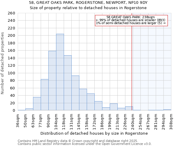 58, GREAT OAKS PARK, ROGERSTONE, NEWPORT, NP10 9DY: Size of property relative to detached houses houses in Rogerstone