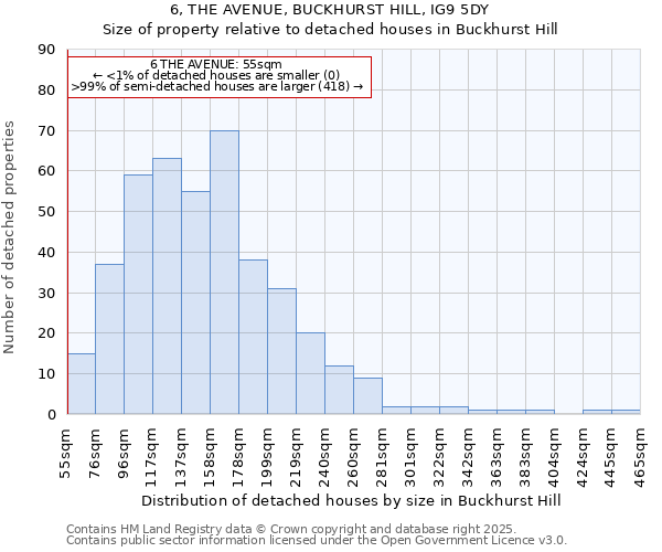 6, THE AVENUE, BUCKHURST HILL, IG9 5DY: Size of property relative to detached houses houses in Buckhurst Hill