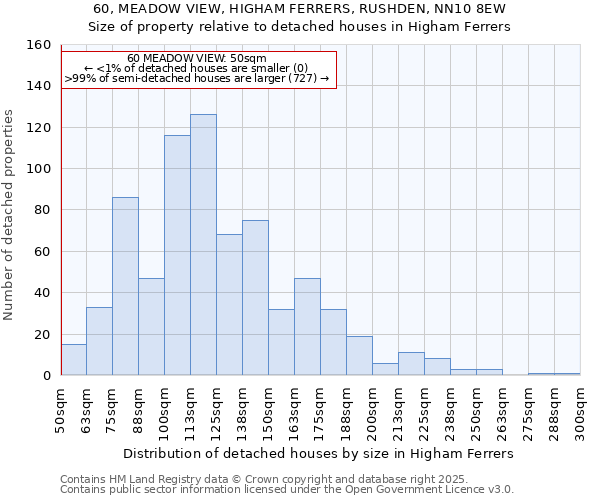 60, MEADOW VIEW, HIGHAM FERRERS, RUSHDEN, NN10 8EW: Size of property relative to detached houses houses in Higham Ferrers