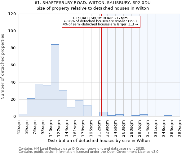 61, SHAFTESBURY ROAD, WILTON, SALISBURY, SP2 0DU: Size of property relative to detached houses houses in Wilton