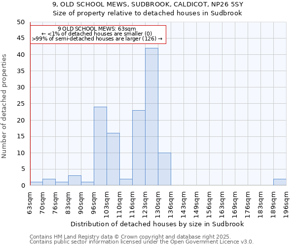 9, OLD SCHOOL MEWS, SUDBROOK, CALDICOT, NP26 5SY: Size of property relative to detached houses houses in Sudbrook