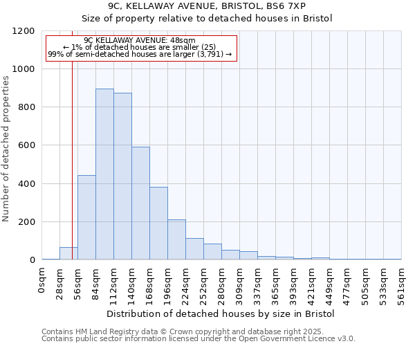 9C, KELLAWAY AVENUE, BRISTOL, BS6 7XP: Size of property relative to detached houses houses in Bristol