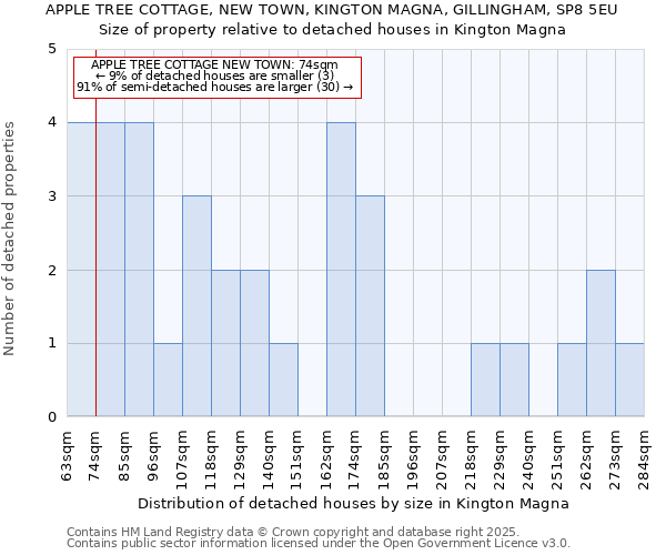 APPLE TREE COTTAGE, NEW TOWN, KINGTON MAGNA, GILLINGHAM, SP8 5EU: Size of property relative to detached houses houses in Kington Magna