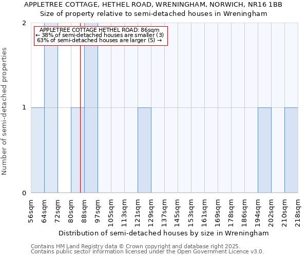 APPLETREE COTTAGE, HETHEL ROAD, WRENINGHAM, NORWICH, NR16 1BB: Size of property relative to semi-detached houses houses in Wreningham