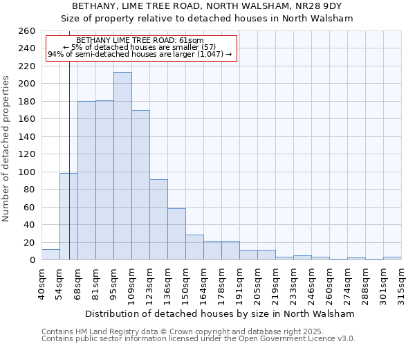 BETHANY, LIME TREE ROAD, NORTH WALSHAM, NR28 9DY: Size of property relative to detached houses houses in North Walsham