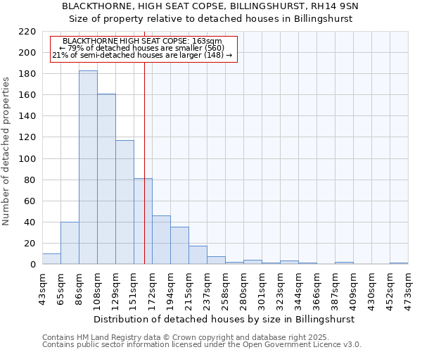 BLACKTHORNE, HIGH SEAT COPSE, BILLINGSHURST, RH14 9SN: Size of property relative to detached houses houses in Billingshurst