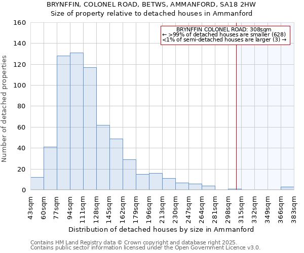 BRYNFFIN, COLONEL ROAD, BETWS, AMMANFORD, SA18 2HW: Size of property relative to detached houses houses in Ammanford
