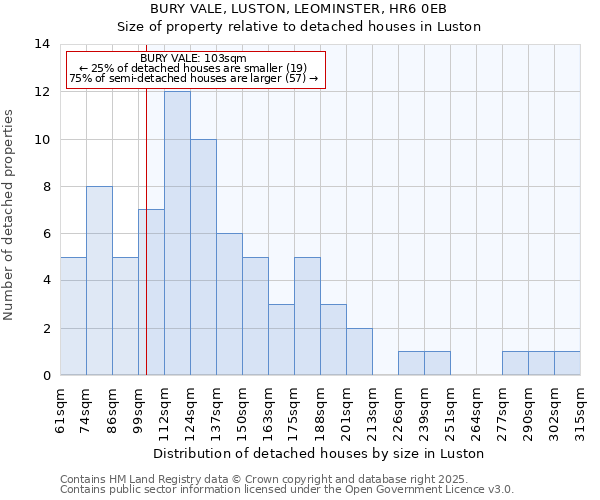 BURY VALE, LUSTON, LEOMINSTER, HR6 0EB: Size of property relative to detached houses houses in Luston