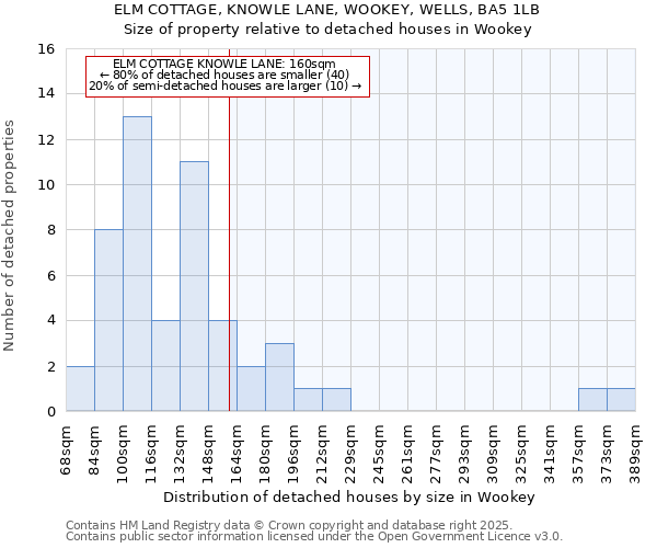ELM COTTAGE, KNOWLE LANE, WOOKEY, WELLS, BA5 1LB: Size of property relative to detached houses houses in Wookey