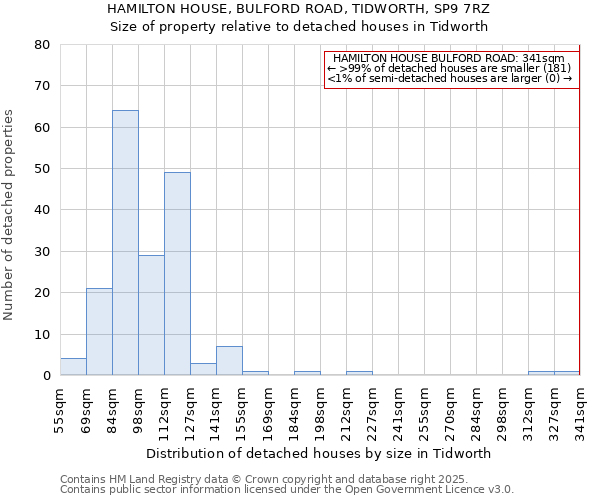 HAMILTON HOUSE, BULFORD ROAD, TIDWORTH, SP9 7RZ: Size of property relative to detached houses houses in Tidworth