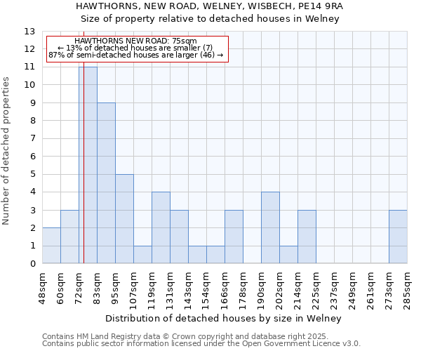HAWTHORNS, NEW ROAD, WELNEY, WISBECH, PE14 9RA: Size of property relative to detached houses houses in Welney