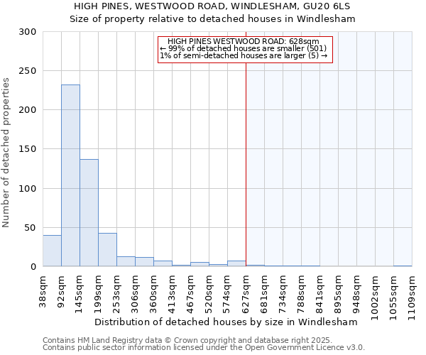 HIGH PINES, WESTWOOD ROAD, WINDLESHAM, GU20 6LS: Size of property relative to detached houses houses in Windlesham