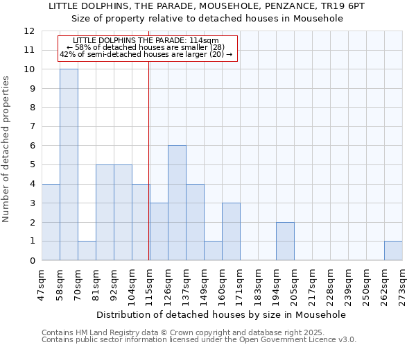 LITTLE DOLPHINS, THE PARADE, MOUSEHOLE, PENZANCE, TR19 6PT: Size of property relative to detached houses houses in Mousehole