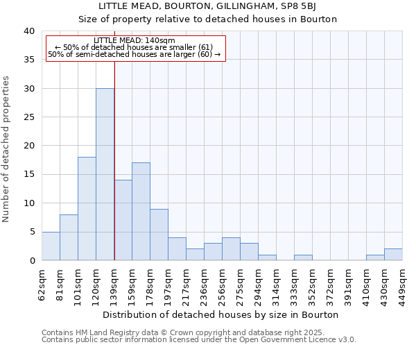 LITTLE MEAD, BOURTON, GILLINGHAM, SP8 5BJ: Size of property relative to detached houses houses in Bourton