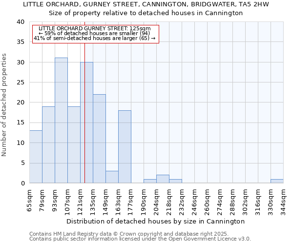 LITTLE ORCHARD, GURNEY STREET, CANNINGTON, BRIDGWATER, TA5 2HW: Size of property relative to detached houses houses in Cannington