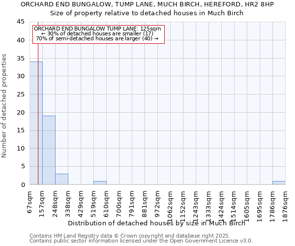 ORCHARD END BUNGALOW, TUMP LANE, MUCH BIRCH, HEREFORD, HR2 8HP: Size of property relative to detached houses houses in Much Birch