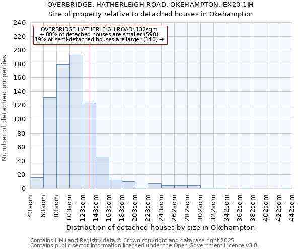 OVERBRIDGE, HATHERLEIGH ROAD, OKEHAMPTON, EX20 1JH: Size of property relative to detached houses houses in Okehampton